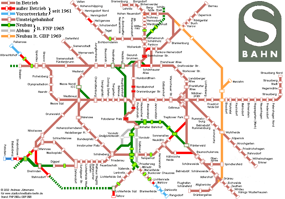 Bild: S-Bahn-Bauvorhaben gemäß Flächennutzungsplan 1965