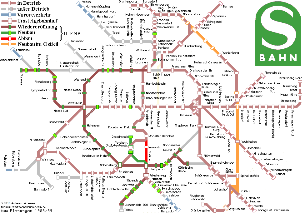 Bild: S-Bahn-Bauvorhaben gemäß Flächennutzungsplan 1965